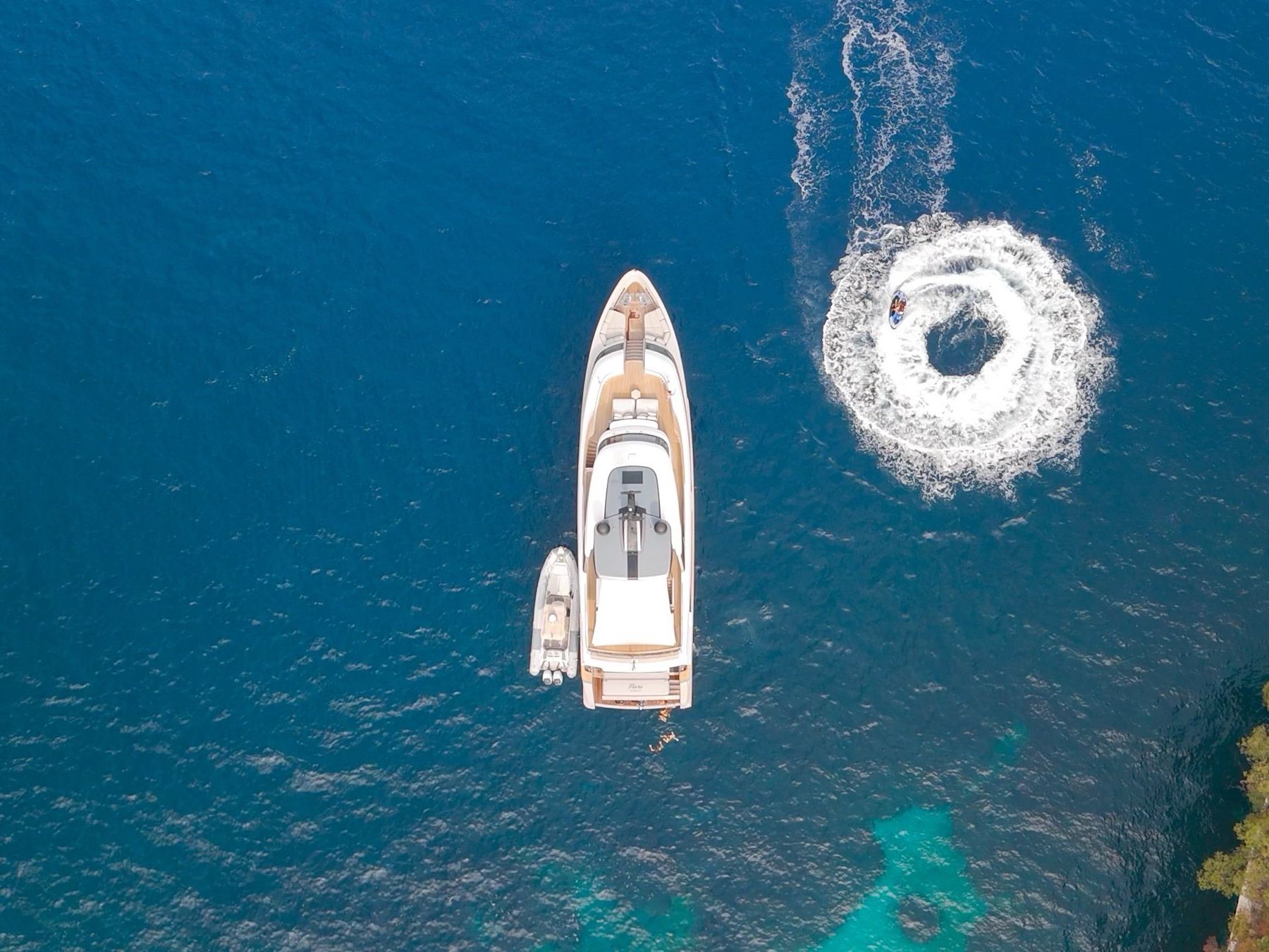 Aerial view at anchor with jet ski