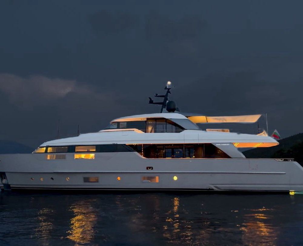 At anchor at night