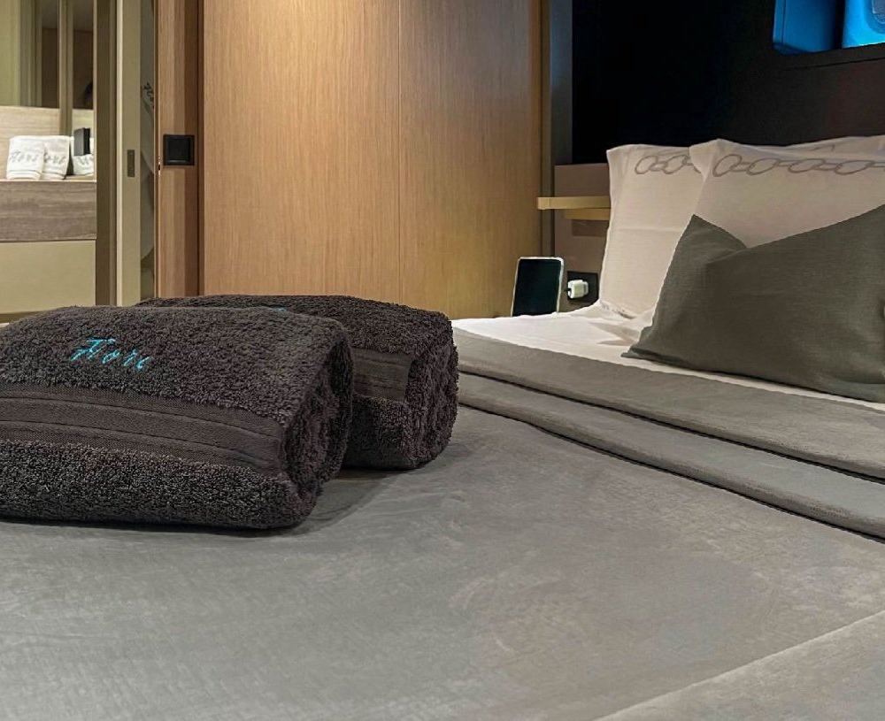 Guest cabin with turndown towels